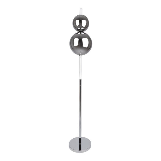LED-golvlampa "NOVA" Golvlampa med dimfunktion i kromfärgad metall, plast och rökglas, med fasta LED-lampor, ca 150 cm hög