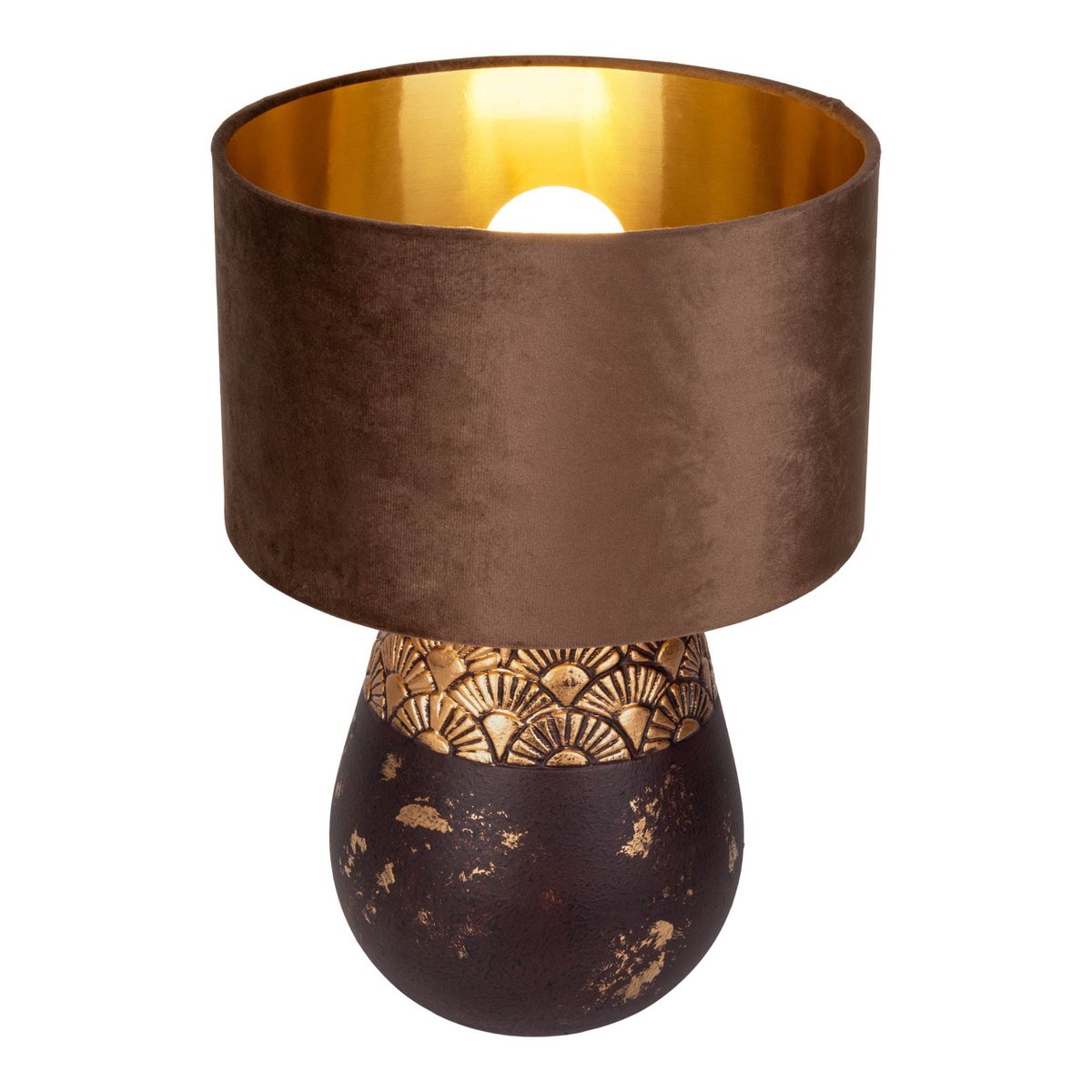 Keramikbordslampa "Bronco", bordslampa, keramik, beige/grå, med E14-sockel, för matsal, vardagsrum, hall eller kontor, 39 cm hög