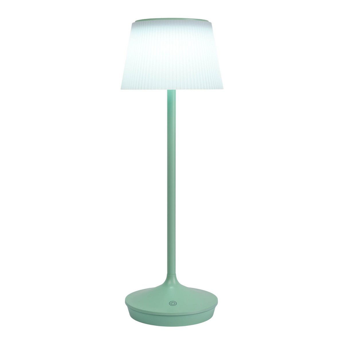 Solar battery lamp "Emmi" 38 cm high, umbrella Ø 13 cm, metal in MINT and white plastic, for the outdoor area, dimmable CCT.