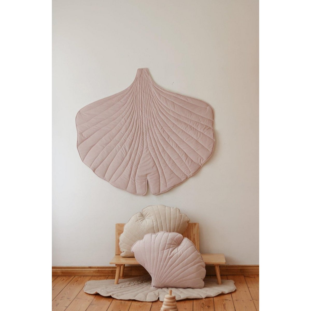 “Powder Pink” Velvet Ginkgo Leaf Pillow