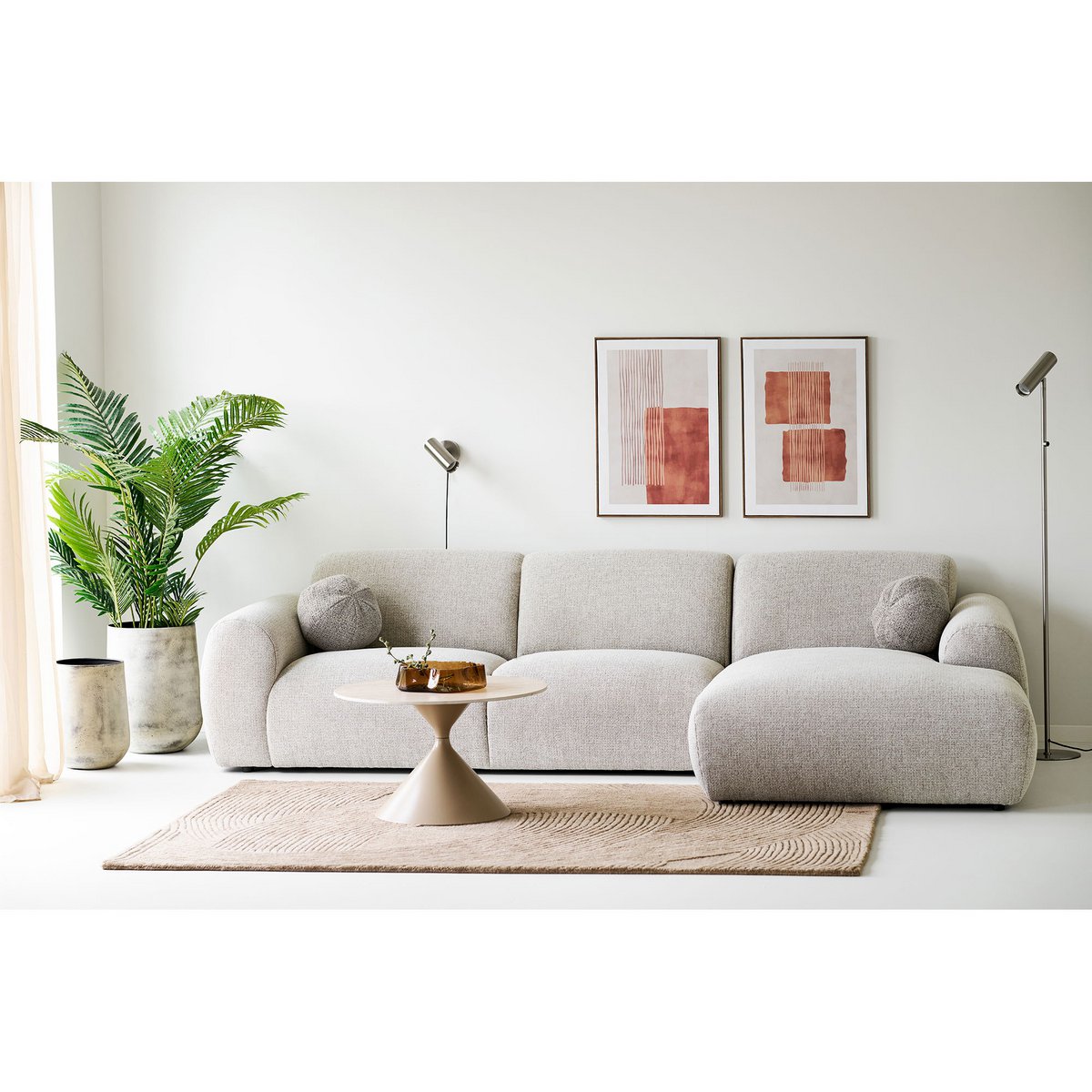Annecy Coffee table, ceramic table top/steel, travertine/sand, ø70x41 cm