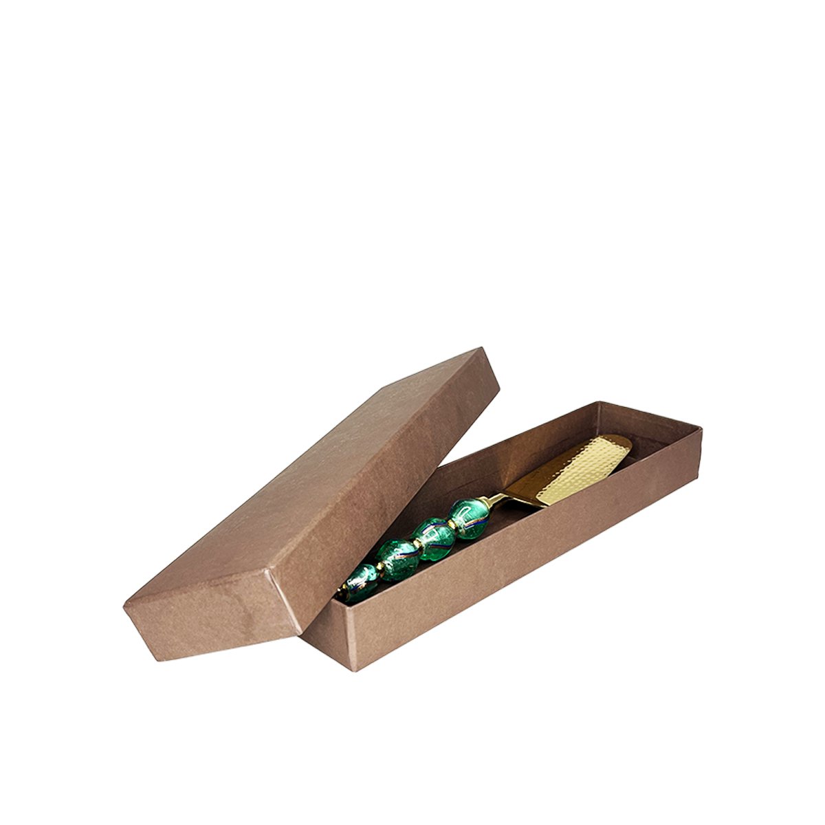 Golden pie server with green pearl handle