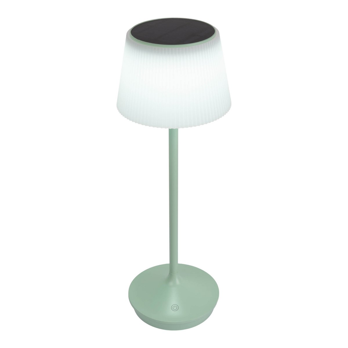 Solar battery lamp "Emmi" 38 cm high, umbrella Ø 13 cm, metal in MINT and white plastic, for the outdoor area, dimmable CCT.