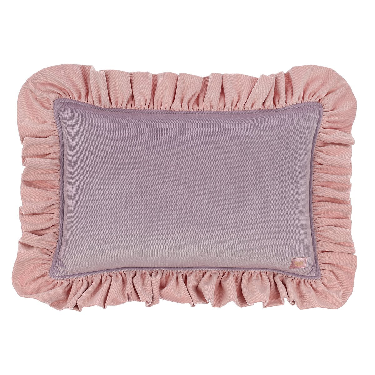 Decorative velvet pillow with frill "Violet lemonade"