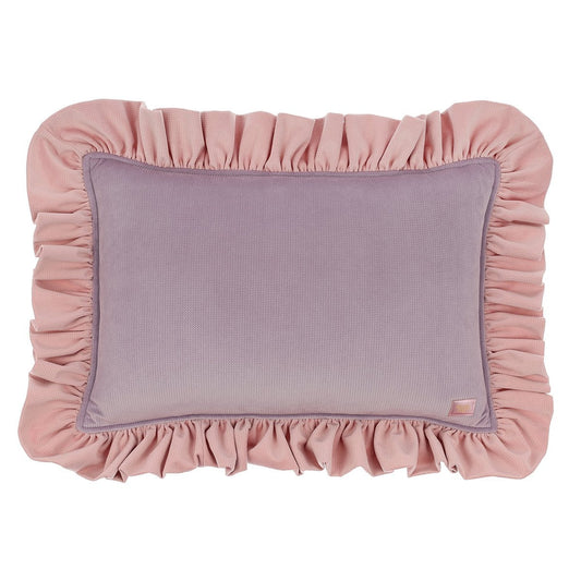 Decorative velvet pillow with frill "Violet lemonade"