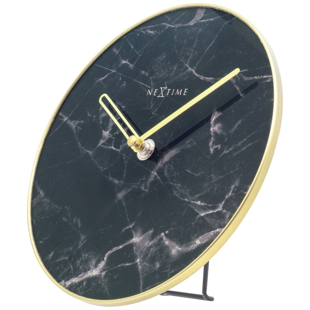 Table / Wall clock - 20 cm - Glass / Metal - 'Marble'