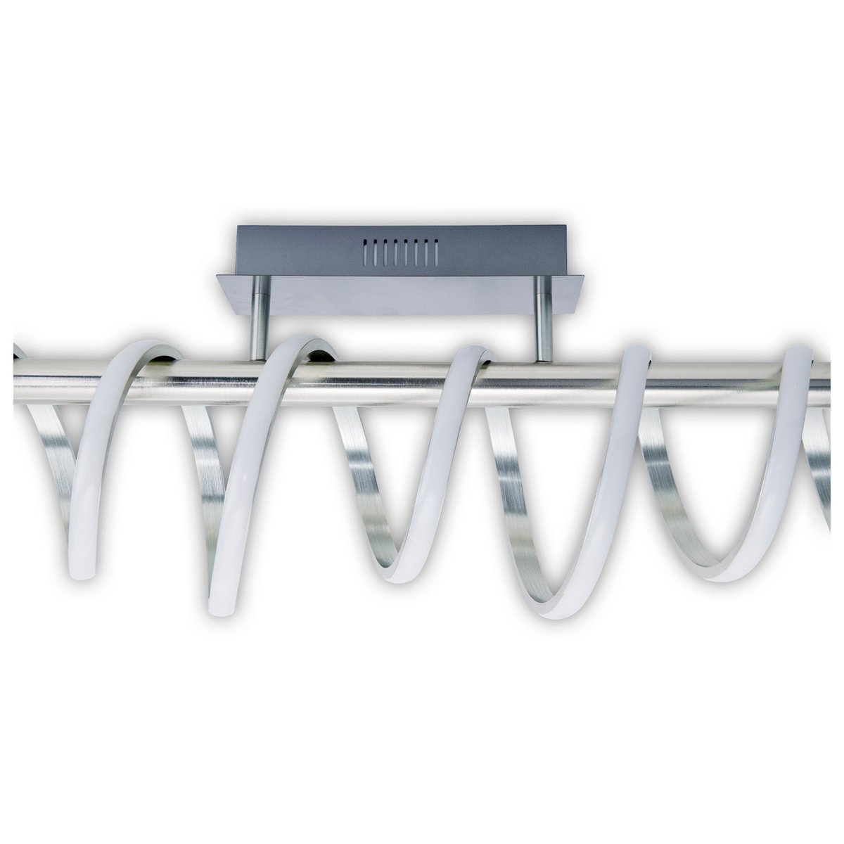 LED ceiling lamp "Belleza", modern metal ceiling lamp and plastic in nickel matt and white, with firmly built -in LEDs, 100cm long. The ideal lighting for living room, dining room or kitchen.