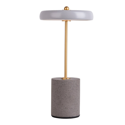 Batteribordslampa "SETA" grå 30 cm hög i metall och betong, med fast installerad LED