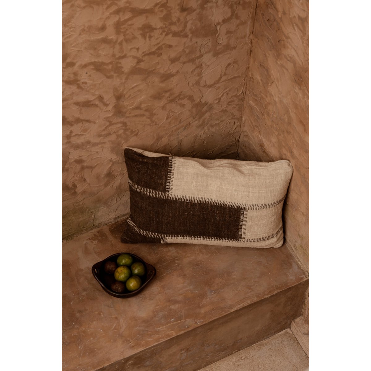 The Cocoa Patchwork Cushion Cover - Natural Brown