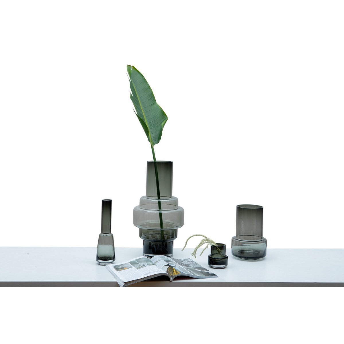 retro style thick glass vase XXL,series: TYLER 46GR, 9mm thich luxury glass