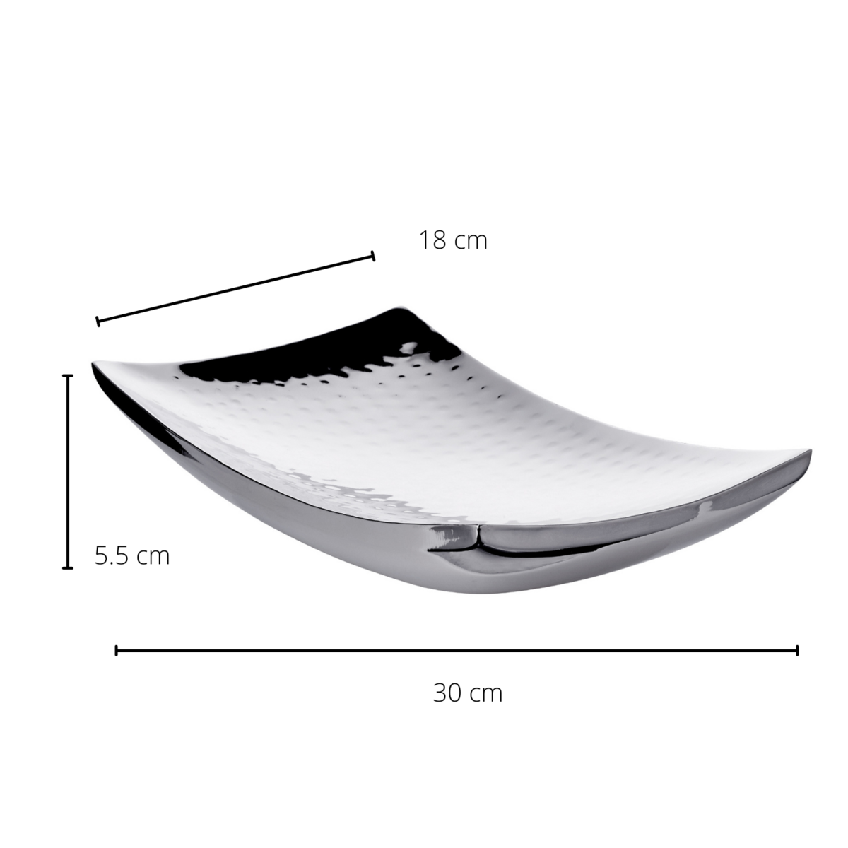 EDZARD bowl decorative bowl Dallas, stainless steel hammered high gloss polished, 30 x 18 cm