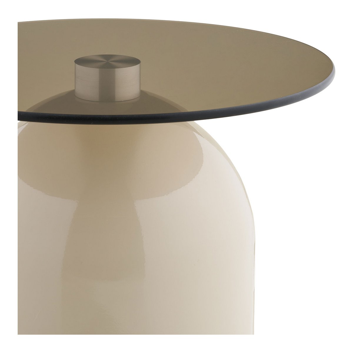 Ravello Side table, tempered glass/metal, grey/beige, ø40x52 cm