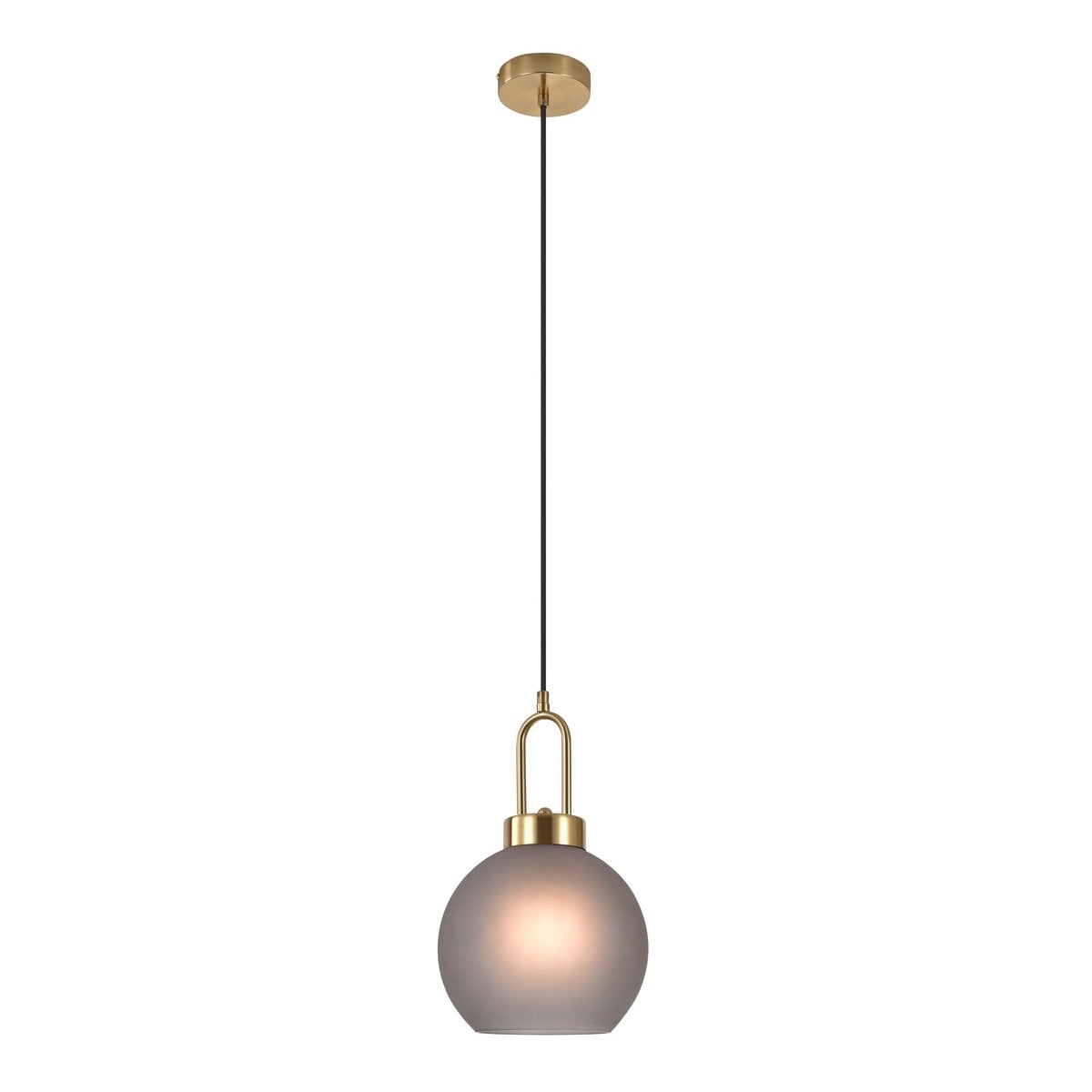 Luton Pendant - Brass, Mat Smokey Glass, Ø20 cm, 150 cm Fabric Cord