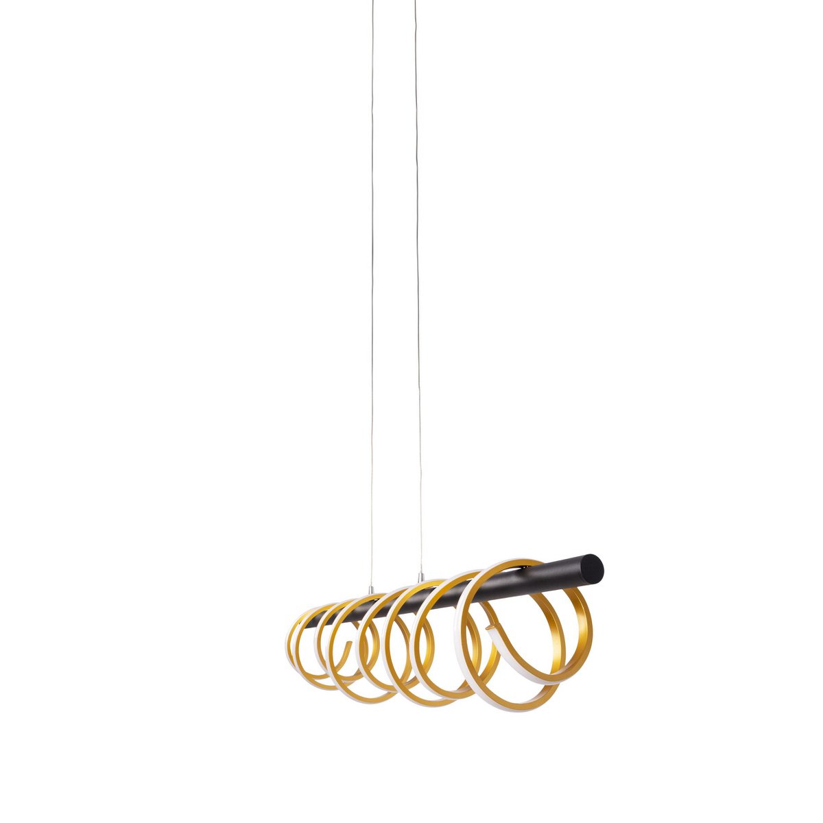 LED-pendellampa "BELLEZA", modern taklampa i metall och plast, svart, guld och vit, med fast monterade LED-lampor, 100 cm lång. Den idealiska belysningen för vardagsrummet, matsalen eller köket.