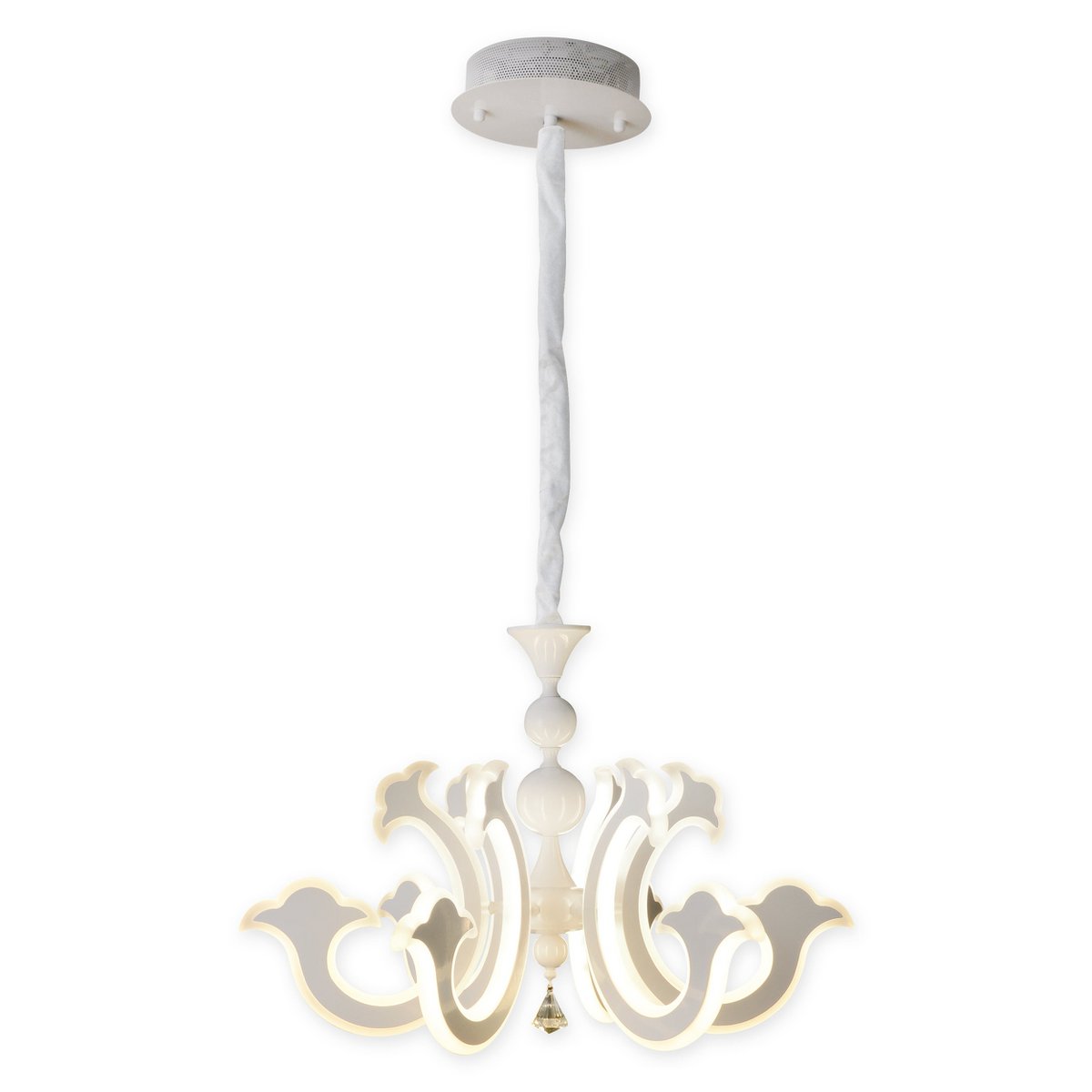 LED crown "Ludwig" white Ø 66cm, with firmly installed LEDs, metal in white
