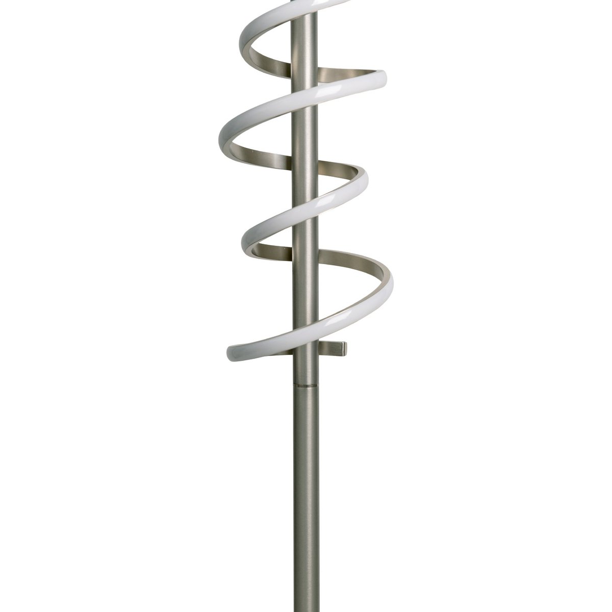 LED standing lamp "Belleza", modern floor lamp made of metal and plastic in nickel matt and white, with firmly built-in LEDs, 140 high, lighting for living room, dining room, bedroom or office.