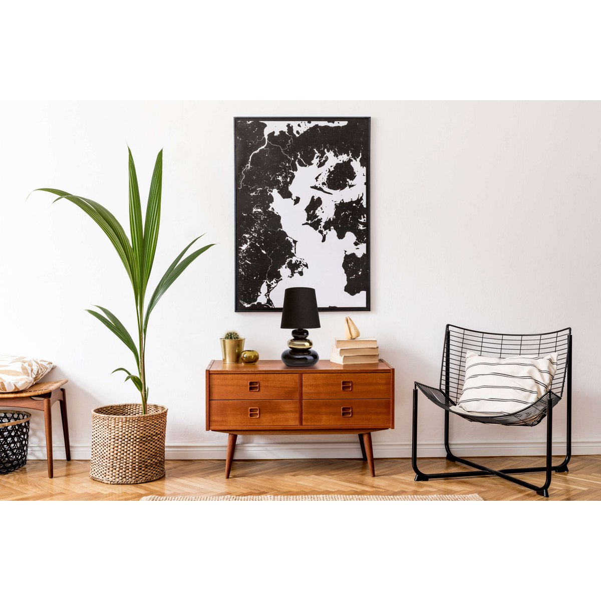 Keramik Tischleuchte "STONEY", Tischlampe aus Keramik und Textil in Schwarz,-Gold, mit E14-Fassung, Tischlampe für Esszimmer, Wohnzimmer, Diele oder Büro, oder als Nachttischlampe, 31 cm hoch
