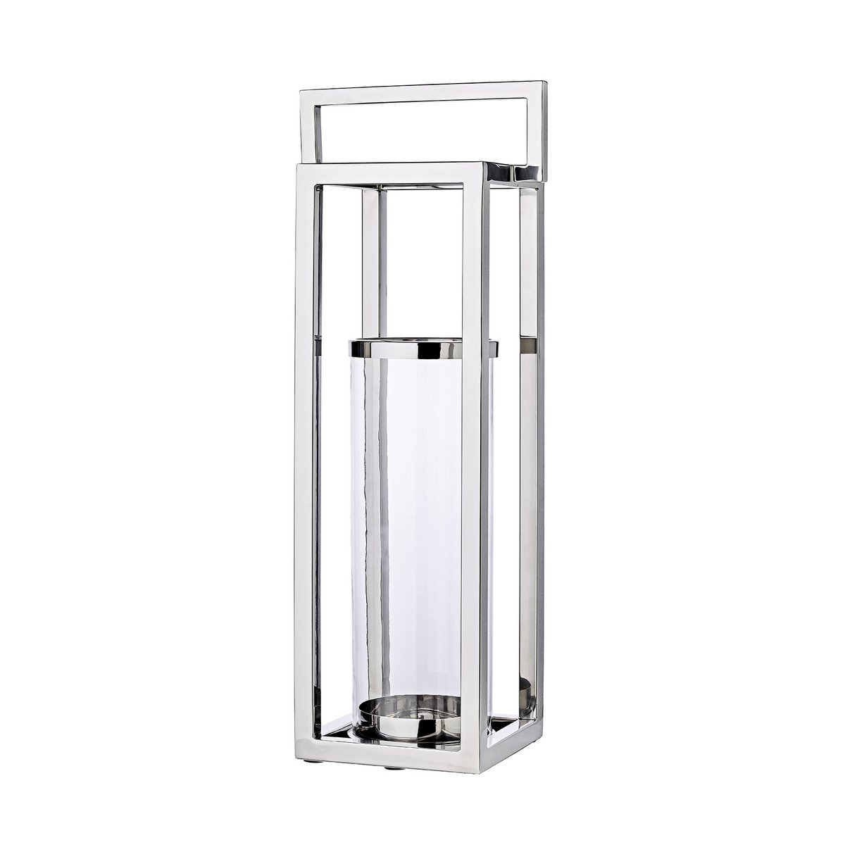 EDZARD lantern lantern Manhattan with handle, stainless steel shiny nickel-plated, round inner glass, height 79 cm