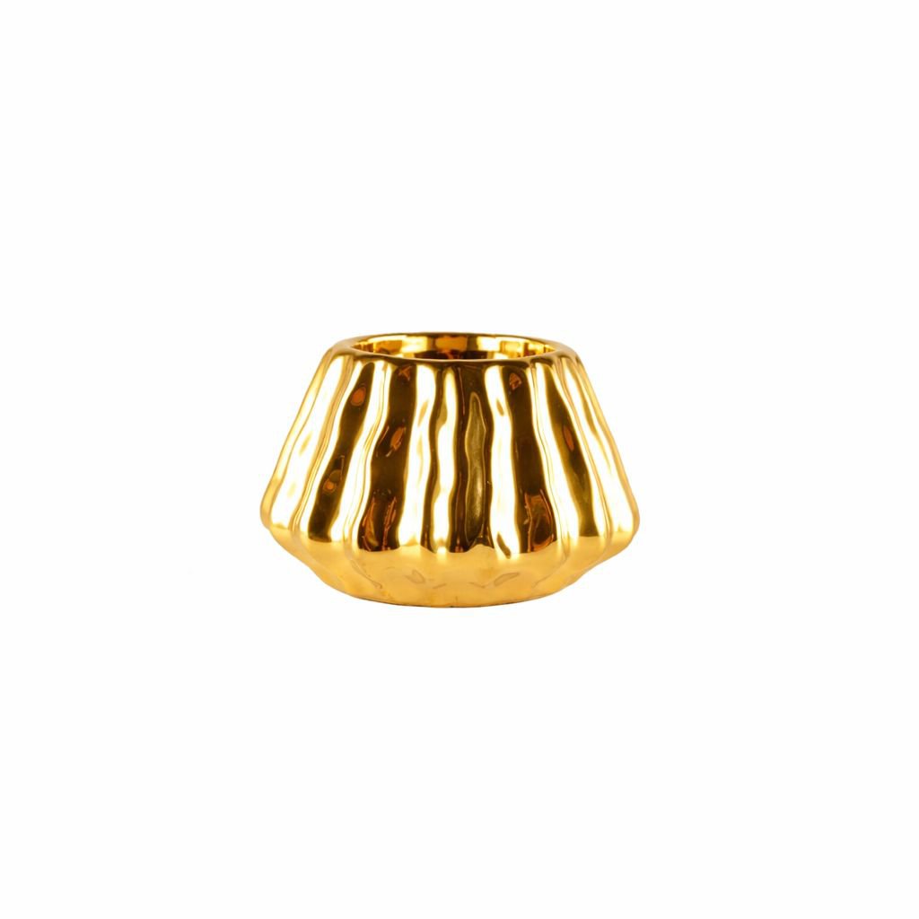 Strålande guld ljusstake 9,5x9,5x6 cm