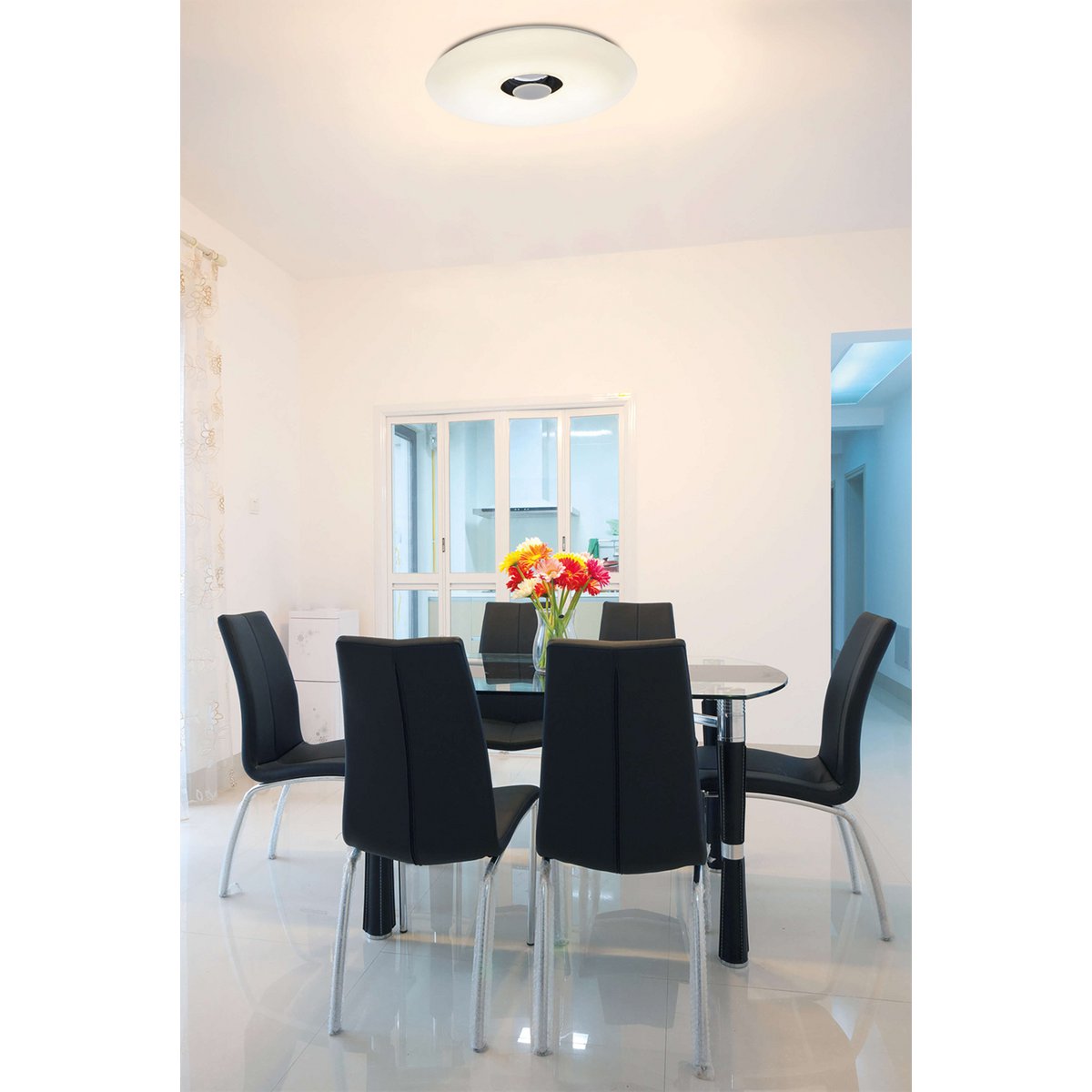 LED ceiling light "Nashville" Ø 40cm, many functions, made of metal and plastic, white, with integrated LEDs, lighting for living rooms, hallway or office