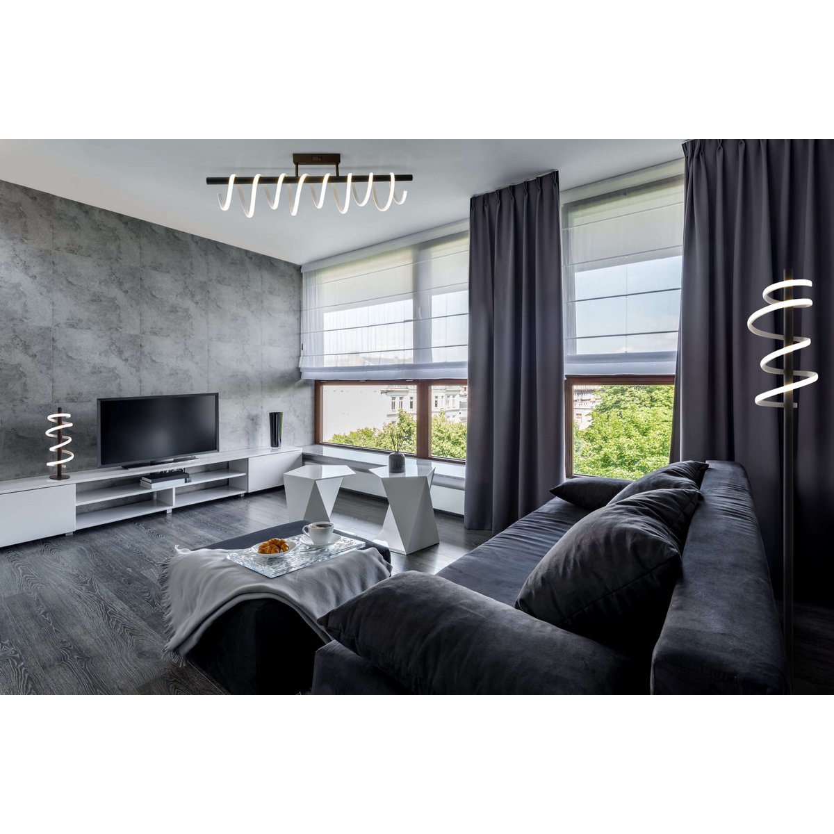 LED-bordslampa "Belleza", modern bordslampa i metall och plast i svart och vitt, med fast inbyggd LED, 50 cm hög, belysning för vardagsrum, matsal, sovrum eller kontor.
