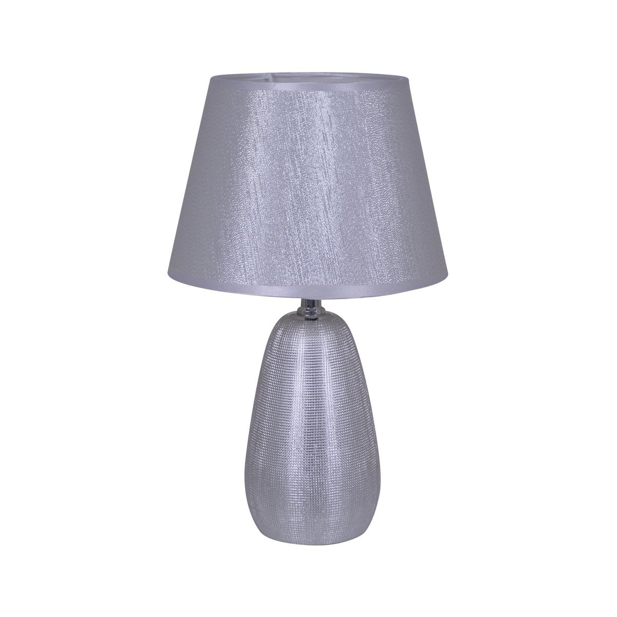Ceramic table lamp H: 37cm "Simly Ceramics", table lamp made of ceramic, silver, with E14 socket, for dining room, living room, hallway or office, 31 cm high