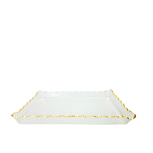 Rectangular gold edge glass tray 36x25x4cm