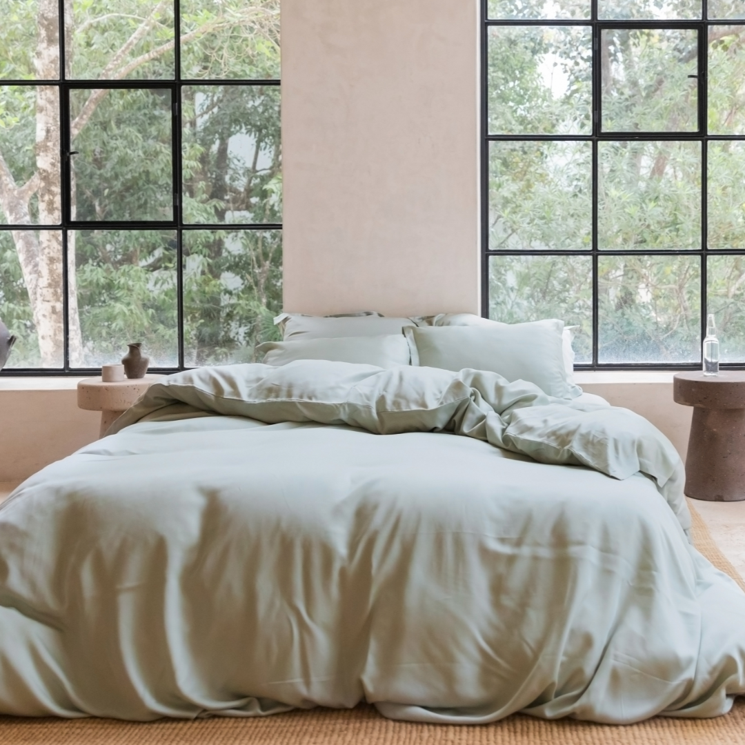 TENCEL™ – Påslakanset i Saten, Grågrön