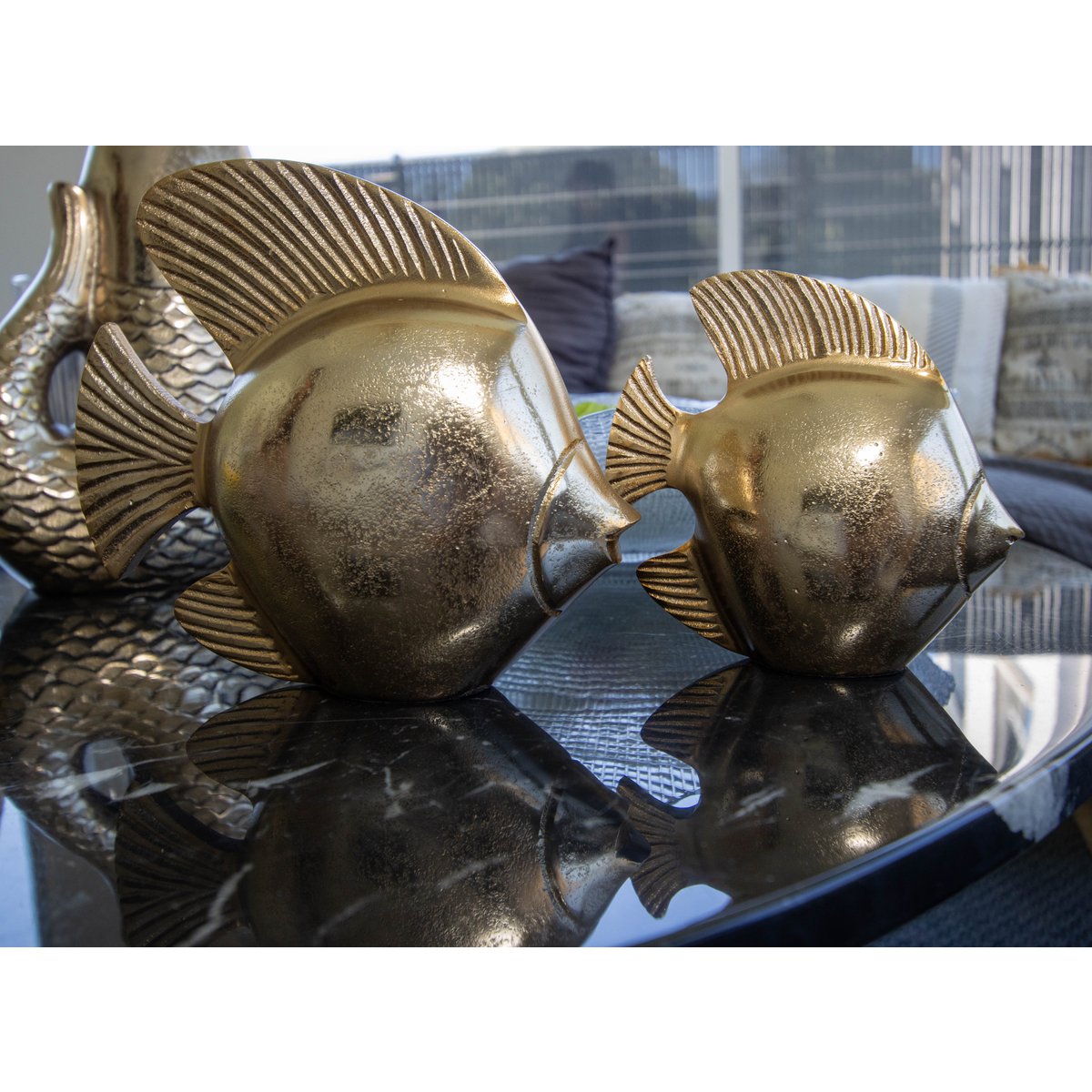 Golden decorative fish H19.5cm
