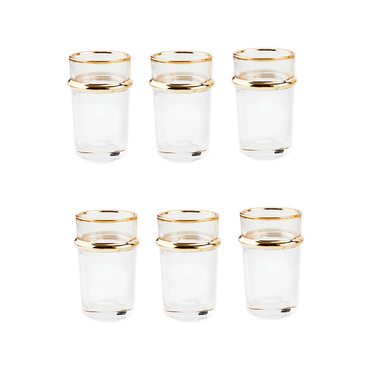 Glass gold edges tea cups 175ml - Lot of 6