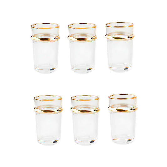 Tekoppar i glas med guldkant, 175 ml - Parti om 6