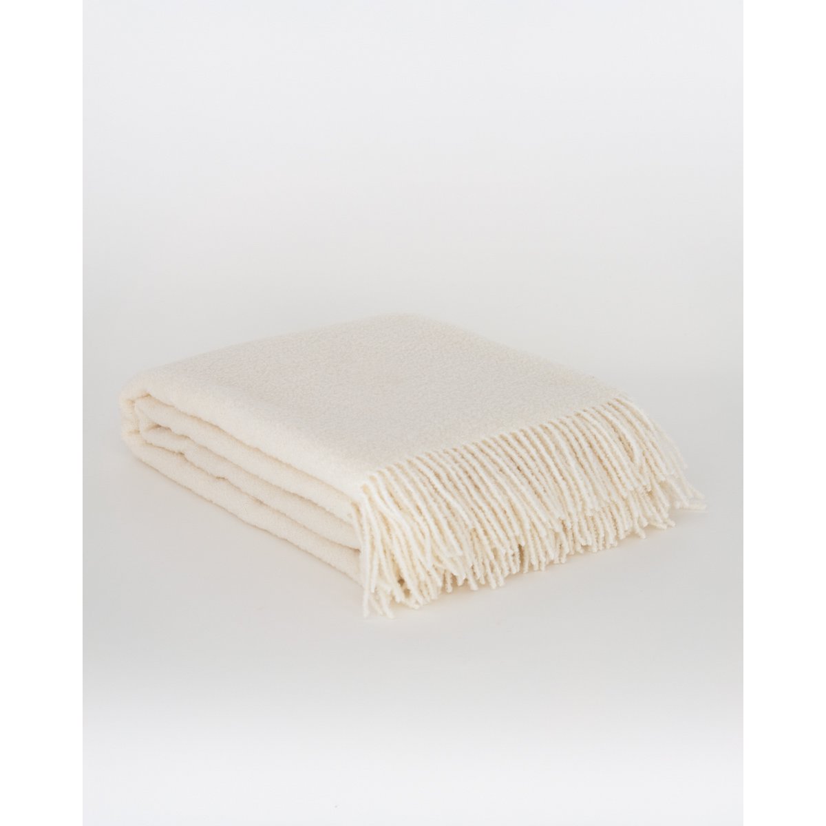 Wool bouclé throw blanket PARIS white