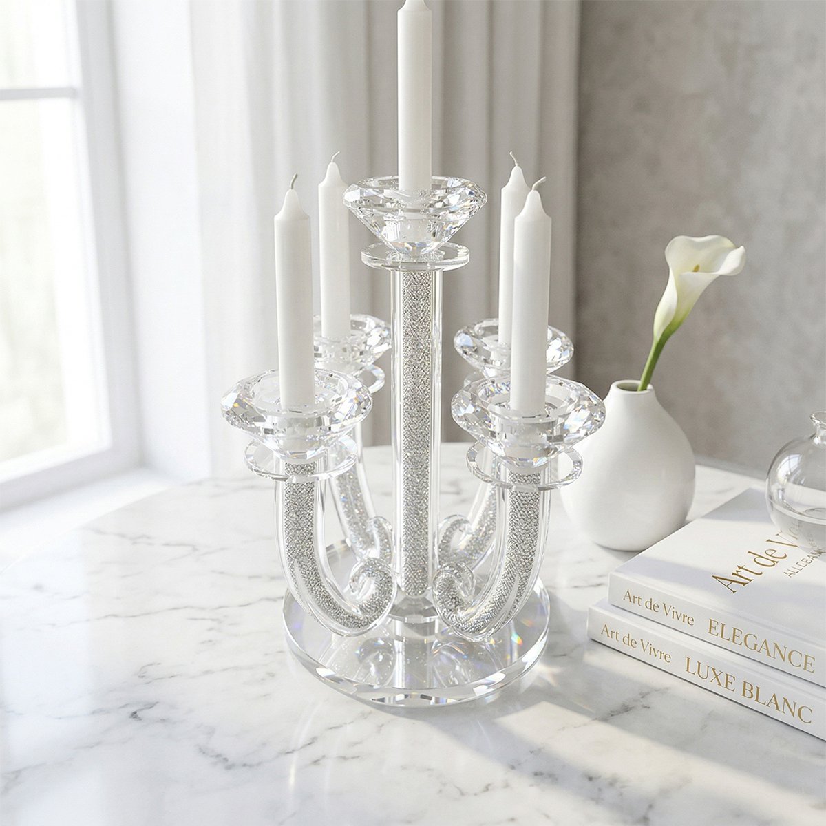 CRYSTAL DIAMOND CANDLE HOLDER 20X20X23CM