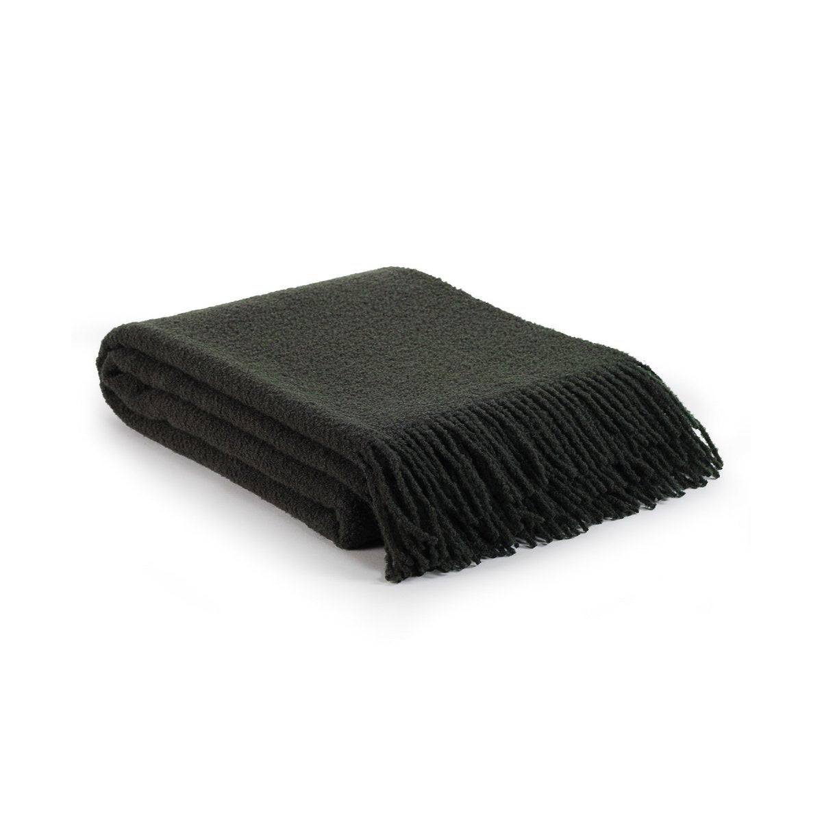 Wool bouclé throw blanket PARIS swamp green 