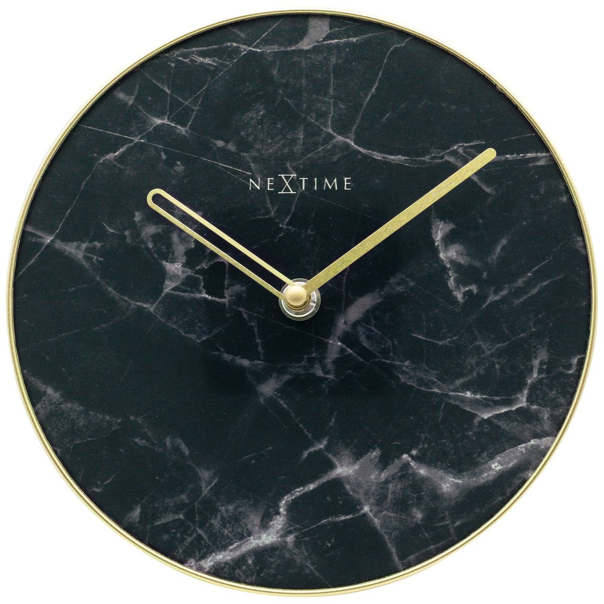 Table / Wall clock - 20 cm - Glass / Metal - 'Marble'