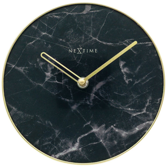 Table / Wall clock - 20 cm - Glass / Metal - 'Marble'