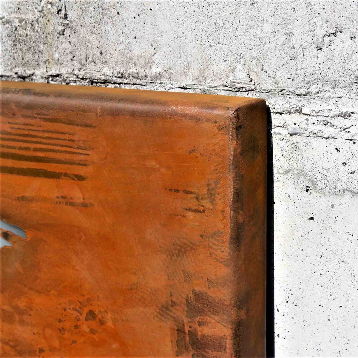 World map in rust - design for home and office | with glass 80 x 40 cm