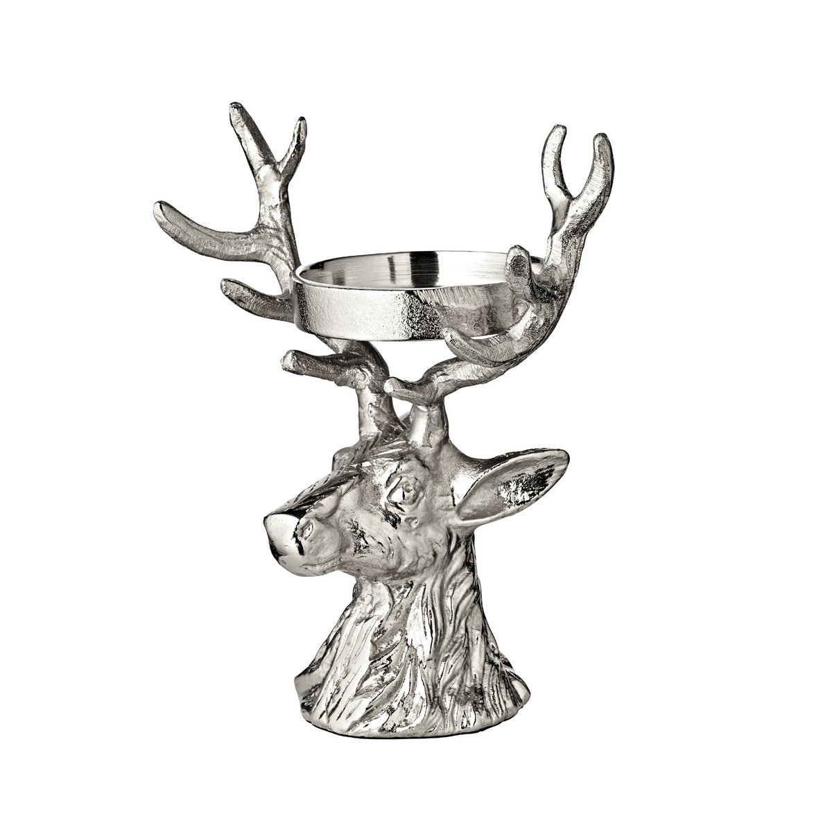 EDZARD candlestick deer, nickel-plated aluminum, height 20 cm, for pillar candle ø 6 cm