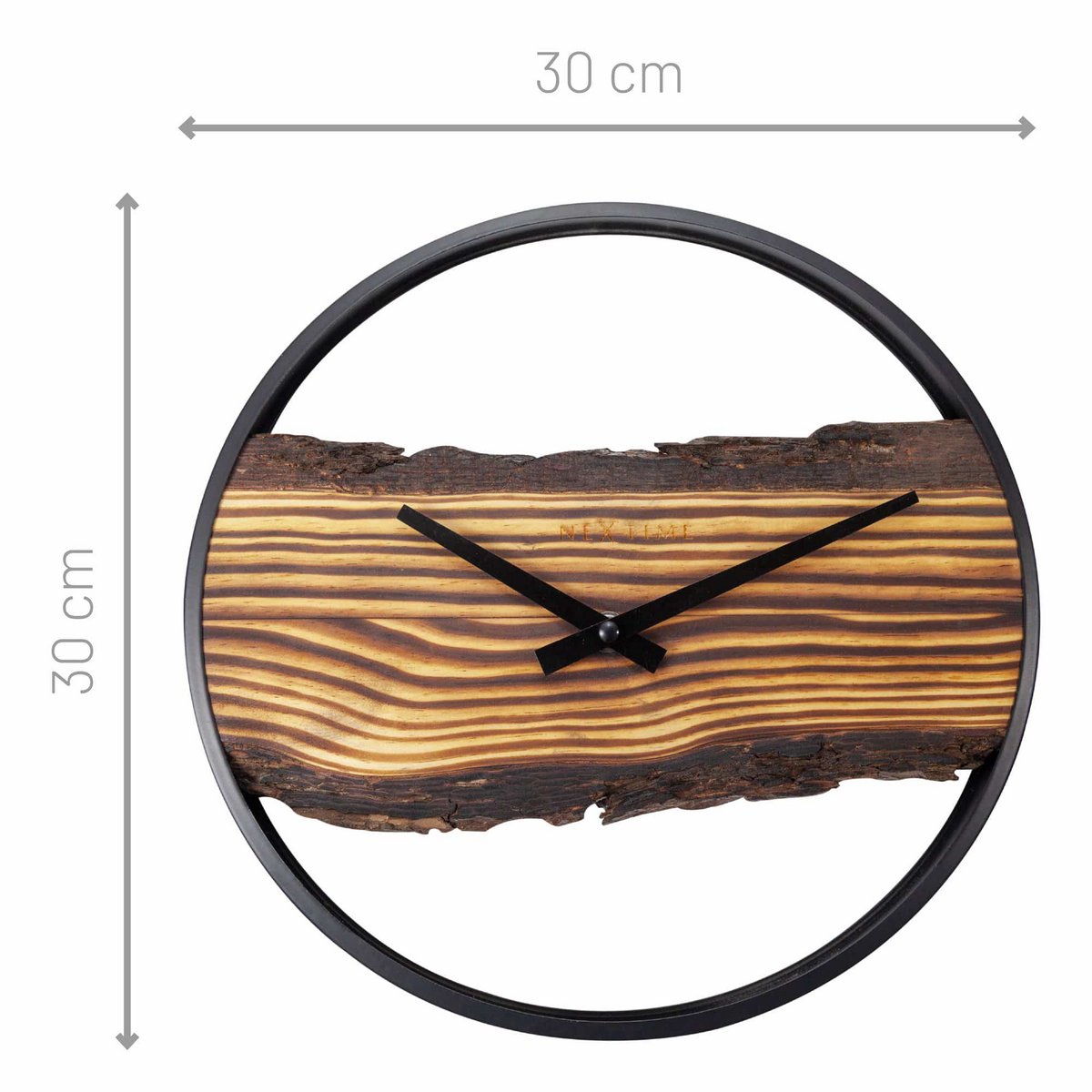 Väggklocka i trä – Tyst – 30 cm – Trä/metall – Forest