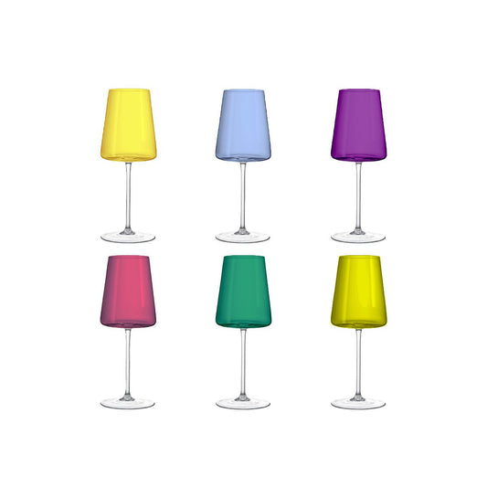 400ml 6 -colored wine glasses - Lot of 6