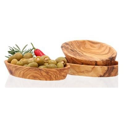Oval bowls set of 3, each length approx. 15 - 17 cm made of olive wood