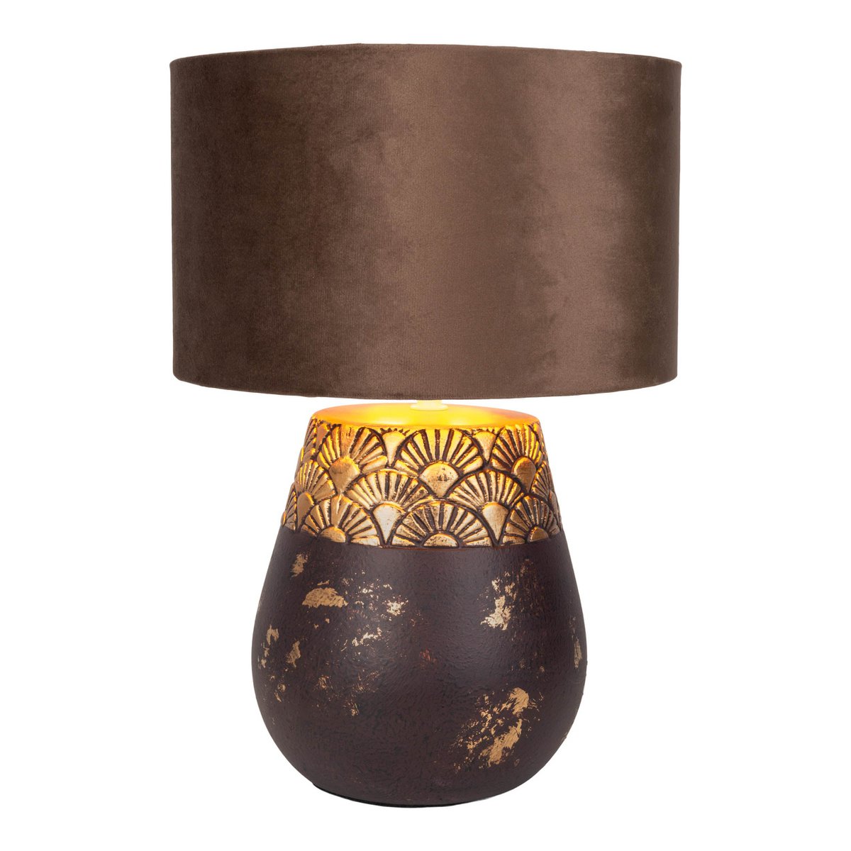 Keramikbordslampa "Bronco", bordslampa, keramik, beige/grå, med E14-sockel, för matsal, vardagsrum, hall eller kontor, 39 cm hög