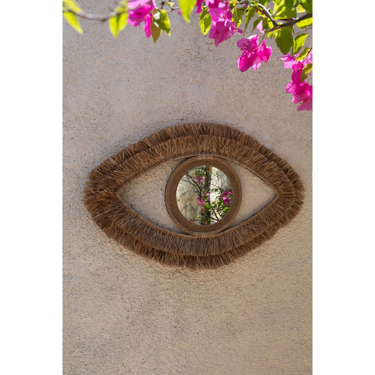 Raffia Eye Mirror - Natur - M