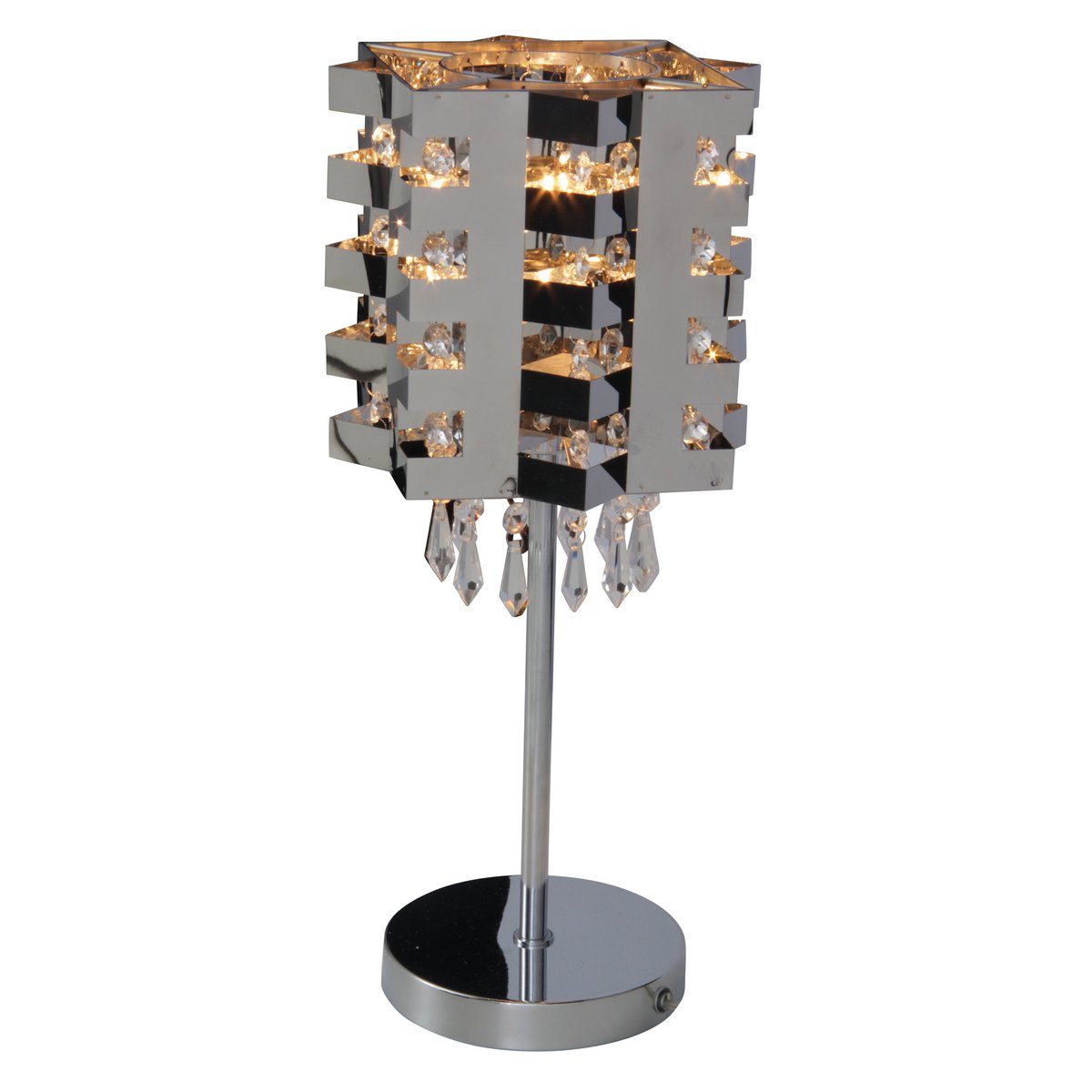 Table lamp "crystallo" made of metal and glass, chrome, E27