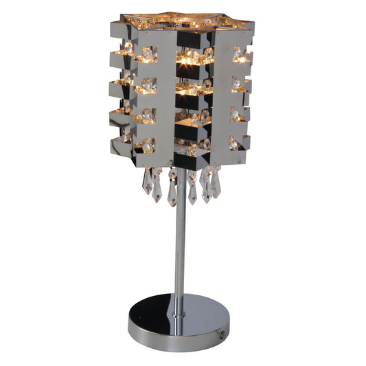 Bordslampa "crystallo" i metall och glas, krom, E27