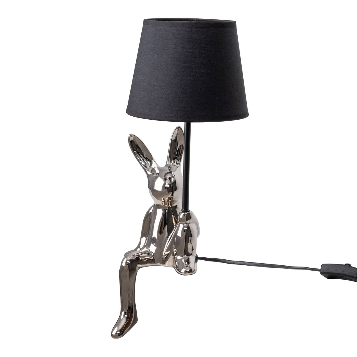 Table lamp "Helge" Ø 18 cm, height approx. 45 cm, made of ceramic in black and silver, black text blades