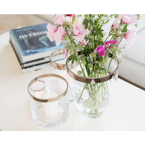 EDZARD Vase Charlotte, hand-blown crystal glass with platinum rim, height 20 cm, diameter 15 cm