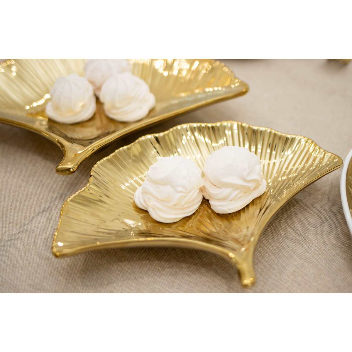 Ginkgo cups in golden ceramic - Lot of 2
