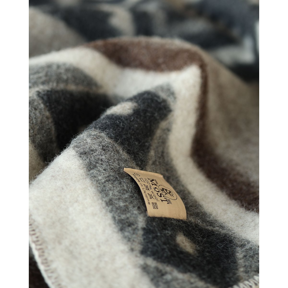 Wool bed Blanket TRIBE - double - beige