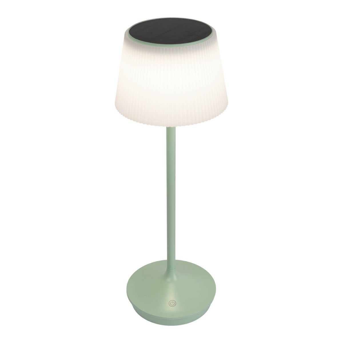 Solar battery lamp "Emmi" 38 cm high, umbrella Ø 13 cm, metal in MINT and white plastic, for the outdoor area, dimmable CCT.